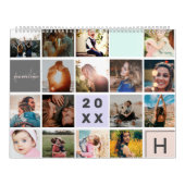 家族の41モダン枚の写真のコラージュ・グリッドにモノグラムを書く カレンダー (カバー)