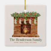 家族の5つのストッキングクリスマス セラミックオーナメント (裏面)
