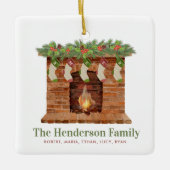 家族の5つのストッキングクリスマス セラミックオーナメント (正面)
