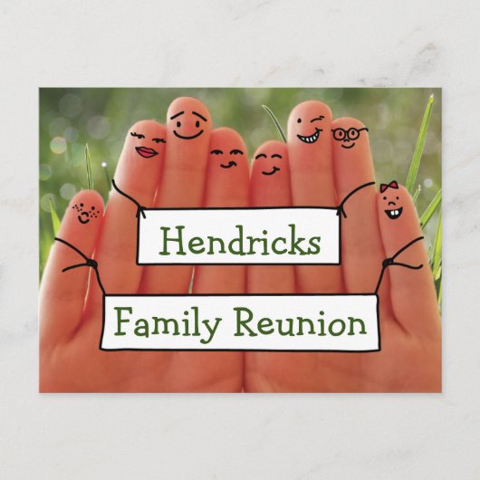 家族のfingureの懇親会のデザイン インビテーションポストカード (正面)