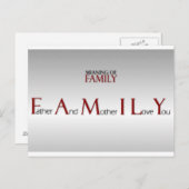家族はがきの感動的意味 ポストカード (正面/裏面)