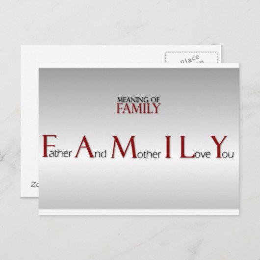 家族はがきの感動的意味 ポストカード (正面/裏面)