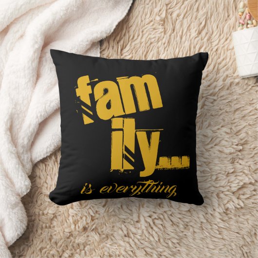 家族はすべてマスタードか黒のグランジなスタイルです- クッション (ブランケット)