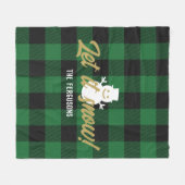 家族はそれを雪クリスマスグリーンバッファロープレイド フリースブランケット (正面(横))