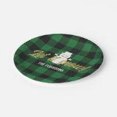 家族はそれを雪クリスマスグリーンバッファロープレイド ペーパープレート (アングル)