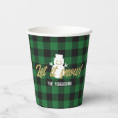 家族はそれを雪クリスマスグリーンバッファロープレイド 紙コップ (裏面)