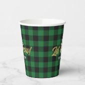 家族はそれを雪クリスマスグリーンバッファロープレイド 紙コップ (左)