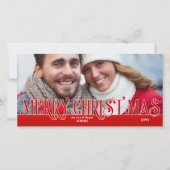 家族はっきりした名写真とメリークリスマス文字 シーズンカード (正面)
