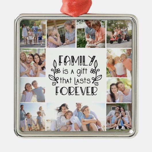 家族はギフト10フォトコラージュ メタルオーナメント (正面)
