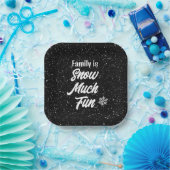 家族はスノーマッチ ファン スノーフレーク オン ブラック ペーパープレート (パーティー)