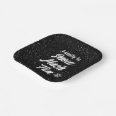 家族はスノーマッチ ファン スノーフレーク オン ブラック ペーパープレート (傾斜あり)