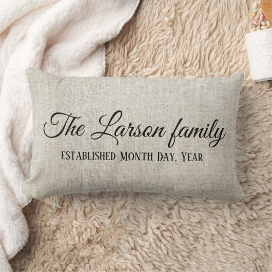 家族はリネン一見の日付を個人化なります確立しました ランバークッション (ブランケット)