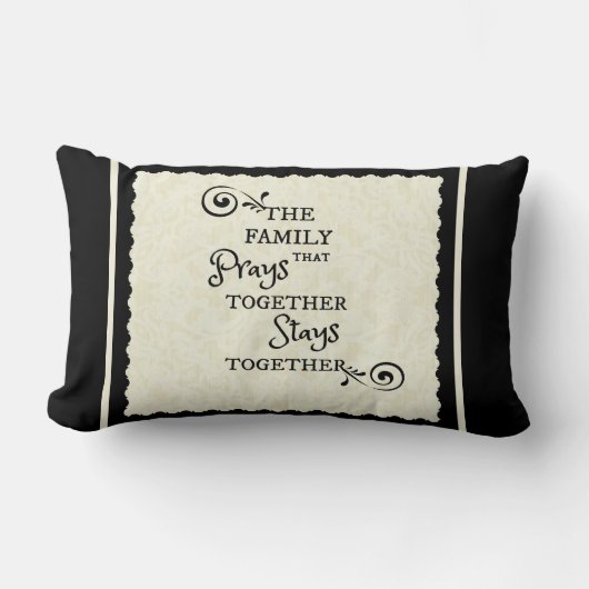 家族は一緒に一緒にとどまります原稿の引用文を祈ります ランバークッション (正面)
