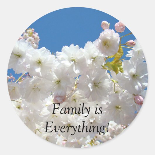 家族は全てだ!スタンプピンク花花 ラウンドシール (正面)