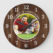 家族は全て写真名茶色のパレットウッド ラージ壁時計 (正面)