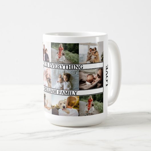 家族は全て名前をカスタムする12 Photo Collage コーヒーマグカップ (正面右)