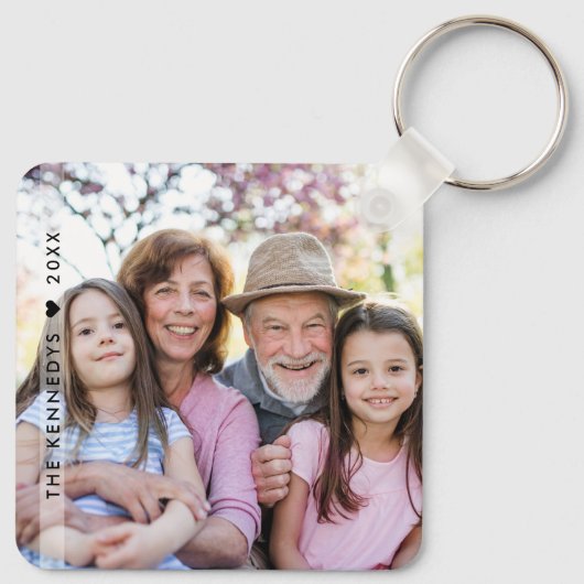 家族は全て名前をカスタムする2写真両面 キーホルダー (裏面)