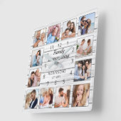 家族は全て引用文フォトコラージホワイト スクエア壁時計 (傾斜)