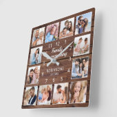 家族は全て引用文写真コラージュ素朴 スクエア壁時計 (傾斜)