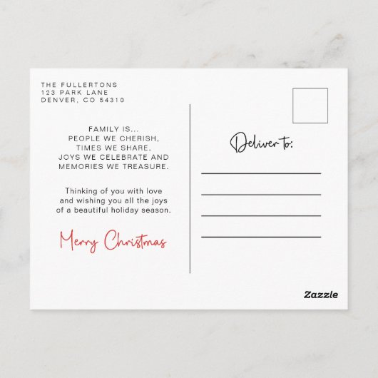 家族は全て1写真ホリデークリスマス ポストカード (裏面)