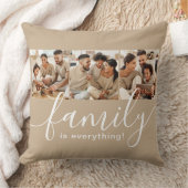 家族は全て3 Photo Collage Tan クッション (ブランケット)