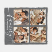 家族は全て4 Photo Collageグレー フリースブランケット (正面(横))