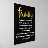 家族は常に血のタイポグラフィ黒金ゴールド 箔ポスター (レイダウン)