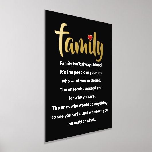 家族は常に血のタイポグラフィ黒金ゴールド 箔ポスター (レイダウン)