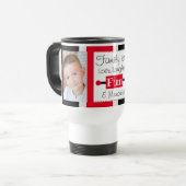 家族は愛の写真ストライプの黒い赤 トラベルマグ (正面左)