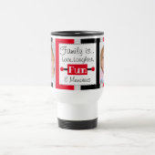 家族は愛の写真ストライプの黒い赤 トラベルマグ (中央)