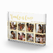 家族は愛の金ゴールドハートスクリプト写真コラージュ  フォトブロック (右)