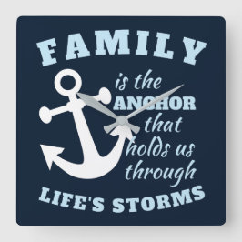 家族は我々を人生のいかりとして支える存在である スクエア壁時計