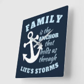 家族は我々を人生のいかりとして支える存在である スクエア壁時計 (傾斜)