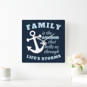 家族は我々を人生のいかりとして支える存在である スクエア壁時計 (ホーム)