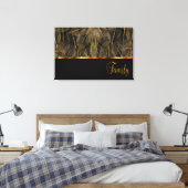 家族は永遠に黒と金ゴールド葉の静脈にある キャンバスプリント (インサイチュ (寝室))