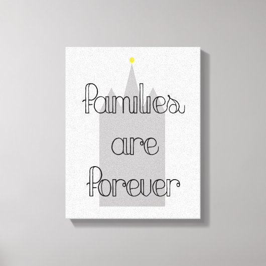 家族は永遠にldsモルモンの寺、愛 キャンバスプリント (正面)