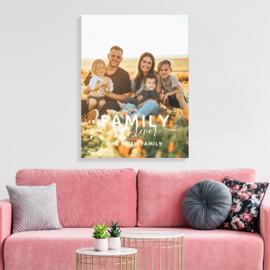 家族は永遠の写真 シンプル モダンな記念品 キャンバスプリント (インサイチュ (リビング))