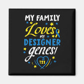 家族は私の遺伝子を愛T21ダウン症候群認識度 マグネット (正面)