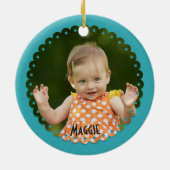 家族は菓子によって採用されるドーナツによって日付を記入される写真です セラミックオーナメント (裏面)