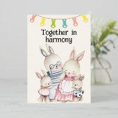 家族は調和バニーファミリー子供部屋ルームポスター 箔招待状 (立ち正面)