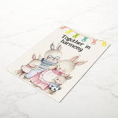 家族は調和バニーファミリー子供部屋ルームポスター 箔招待状 (回転した状態)