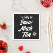 家族は雪の多くのおもしろい雪の黒 スタンダードカクテルナプキン (インサイチュ)