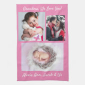 家族は「愛してる」おばあちゃんピンクにパーソナライズ キッチンタオル (縦)