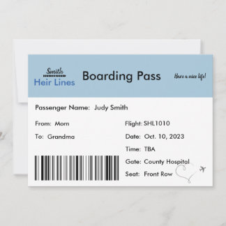 家族への飛行機チケット妊娠発表 招待状