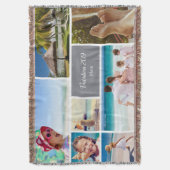 家族またはカップルの休暇7フォトキープサケ、グレー スローブランケット (正面縦)