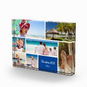 家族またはカップルの休暇7 Photo Keepsake, Blue フォトブロック (右)