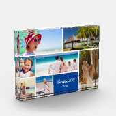 家族またはカップルの休暇7 Photo Keepsake, Blue フォトブロック (左)