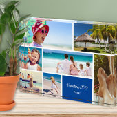 家族またはカップルの休暇7 Photo Keepsake, Blue フォトブロック