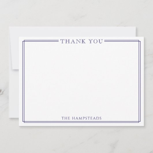 家族またはカップルエレガントのダークブルーありがとう ノートカード (正面)