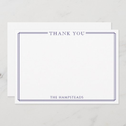 家族またはカップルエレガントのダークブルーありがとう ノートカード (正面/裏面)
